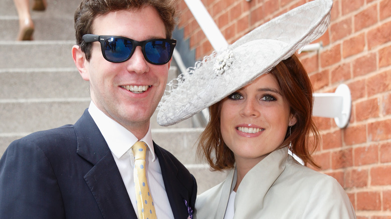 Princess Eugenie and Jack Brooksbank smile at camera