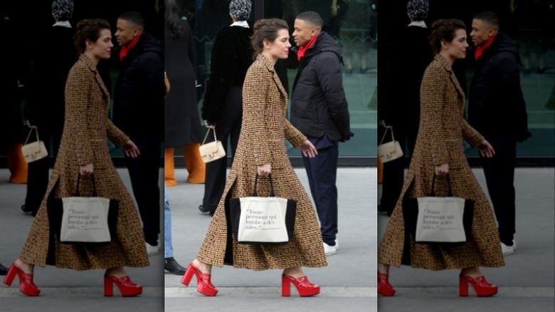 Woman carrying a tote bag