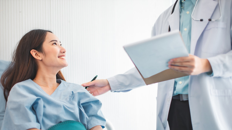 Woman at doctor's office