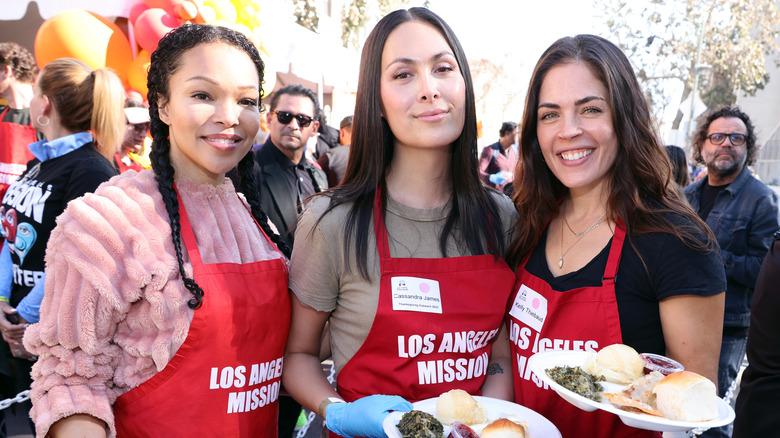 Cassandra James, Kelly Thiebaud, and Brook Kerr at the LA Mission