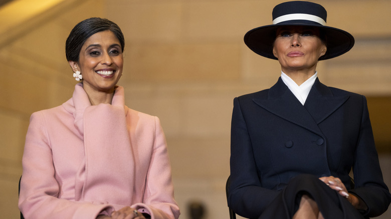 Usha Vance smiling next to Melania Trump