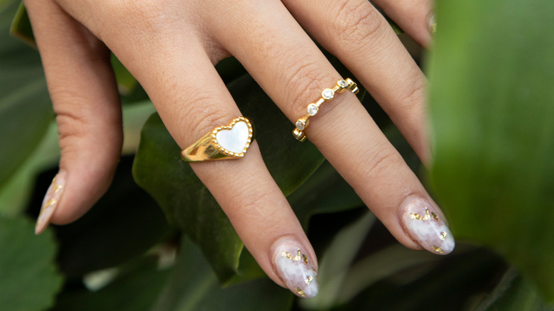 Gold foil leaf on nails 