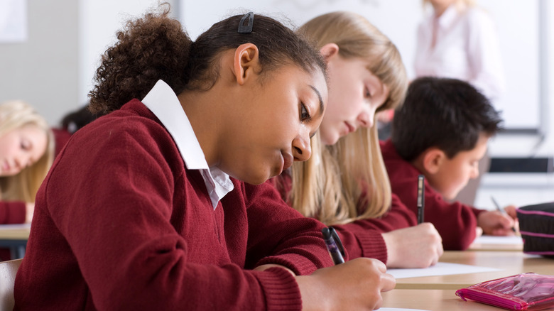 Schoolchildren writing