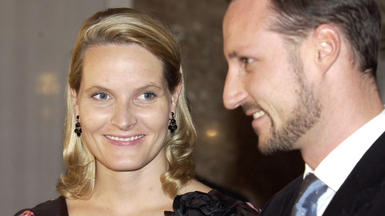 Prince Haakon and Mette-Marit smile