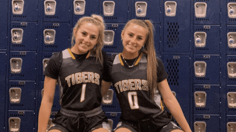 Haley and Hanna Cavinder in locker room