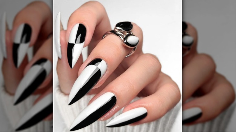 Black and white nails