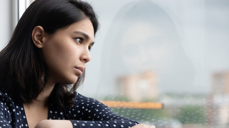 young woman looking upset 