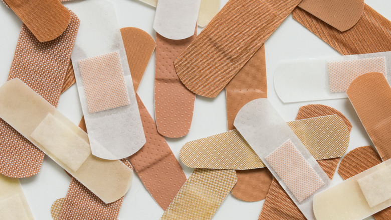 several adhesive bandages