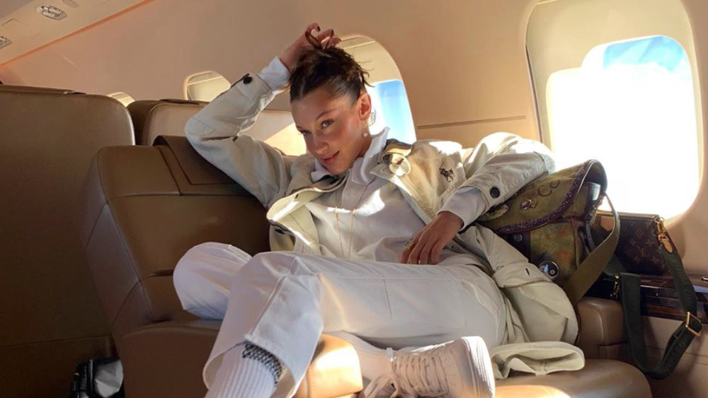 Model Bella Hadid rides a private plane.