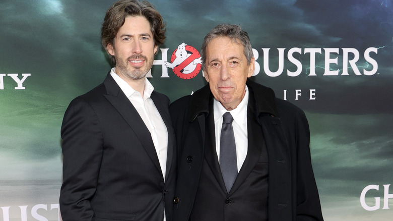 Ivan Reitman & Jason Reitman posing on the red carpet