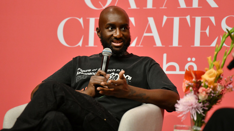 Virgil Abloh speaking at event in Qatar