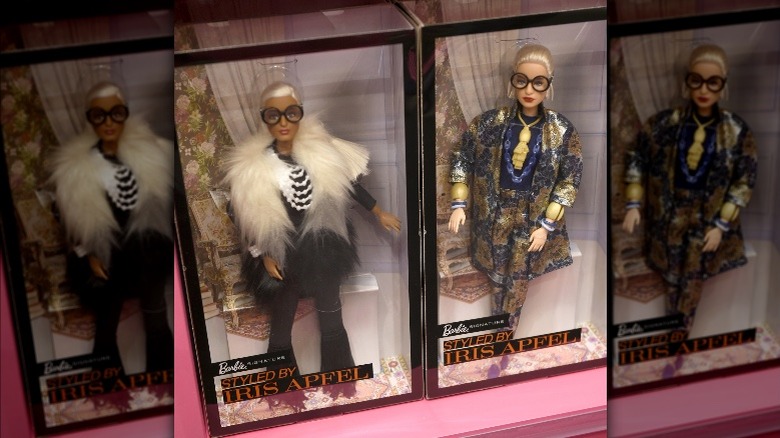 Iris Apfel Barbie dolls in boxes