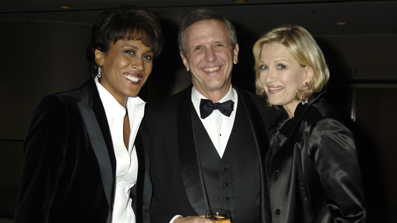 GMA's Robin Roberts, Charlie Gibson, and Diane Sawyer smiling together