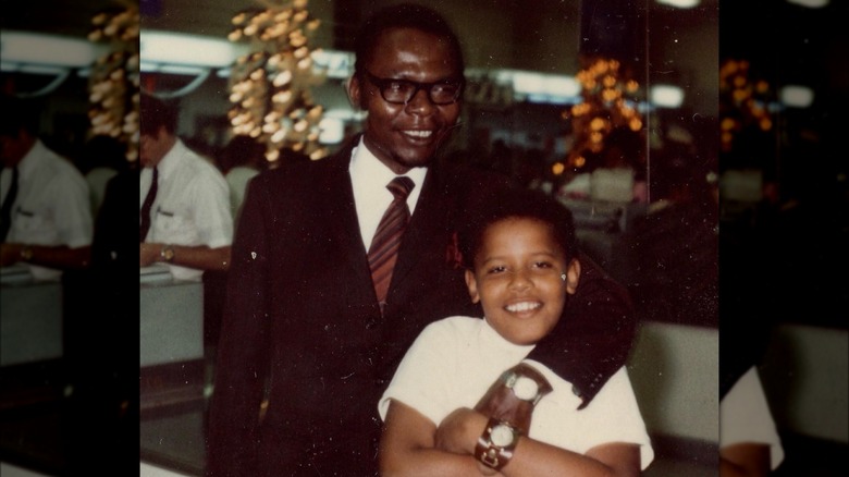 Barack Obama Sr. and Barack Obama smiling together