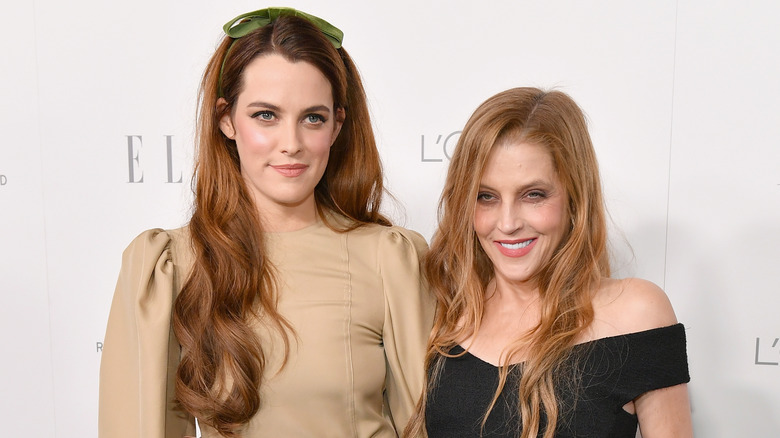 Riley Keough posing with Lisa Marie Presley