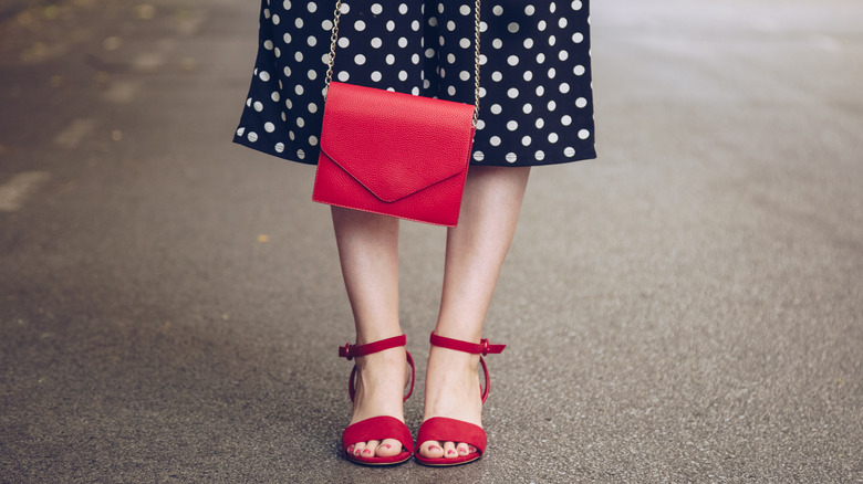 Red shoes with ankle strap