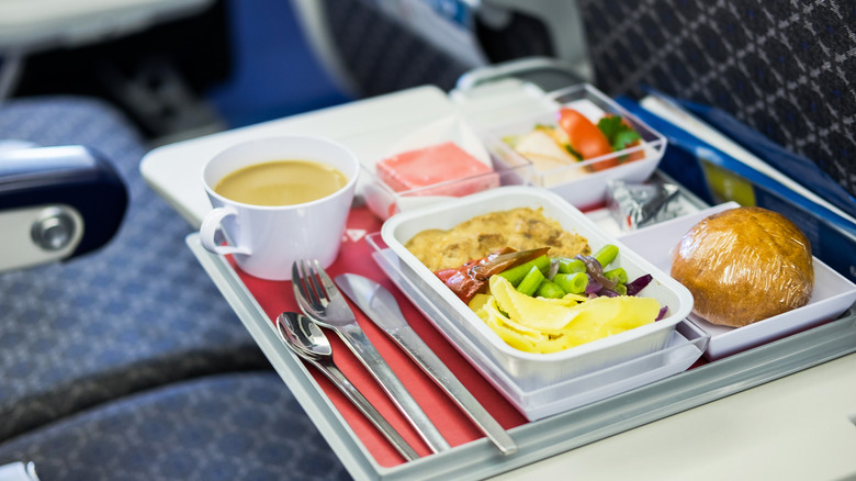 Airline food on tray