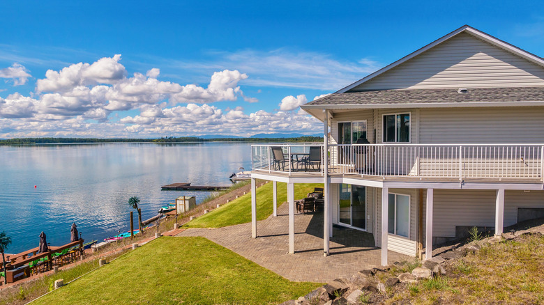 Beachfront house on sunny day