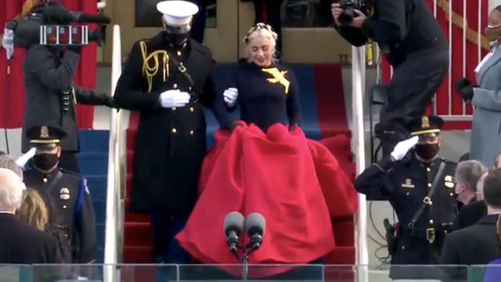 Lady Gaga arriving at President Biden's Inauguration