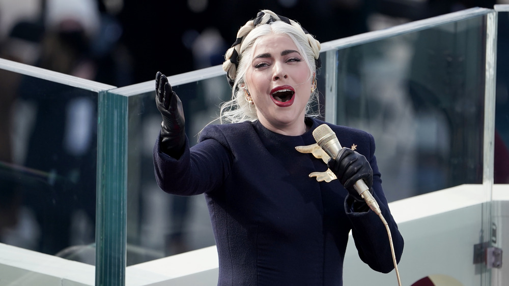 Lady Gaga singing the national anthem