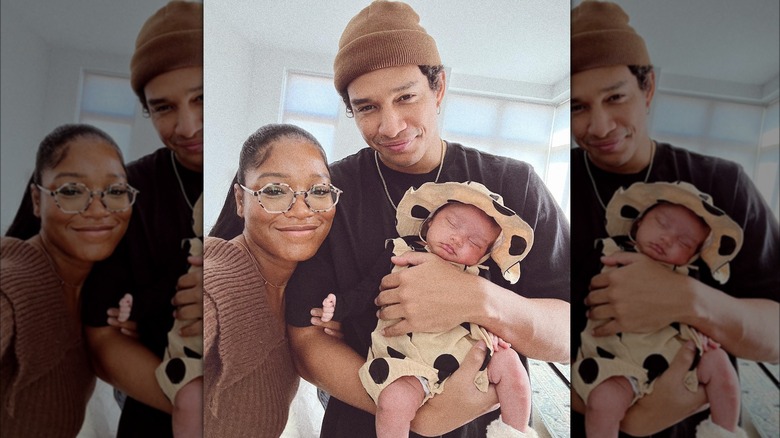 Selfie of Keke Palmer, Darius Jackson and son Leo