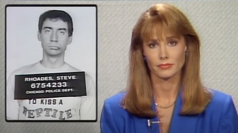 A still image of Steve Rhoades' mugshot from "Married...With Children"