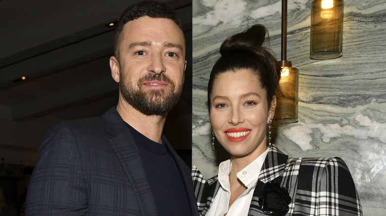 Justin Timberlake and Jessica Biel on the red carpet 