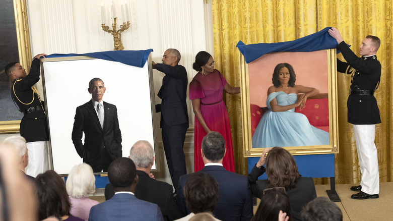 Barack and Michelle unveiling their portraits 