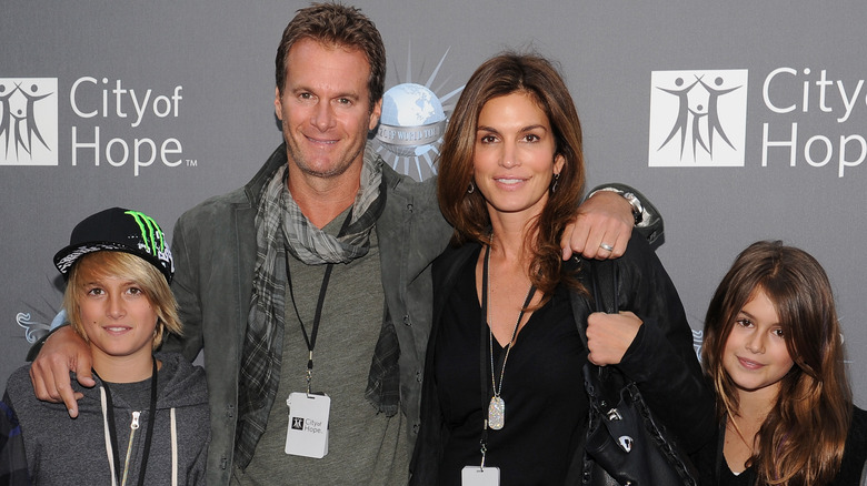 Preston Gerber, Rande Gerber, Cindy Crawford, and Kaia Gerber smiling