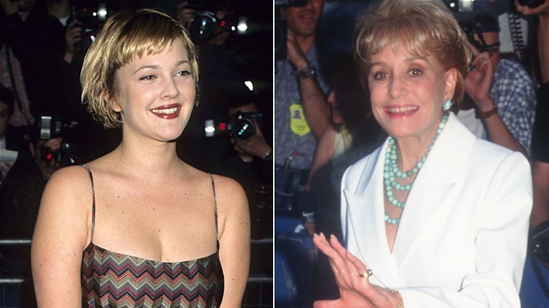 Left: Drew Barrymore, Right: Barbara Walters