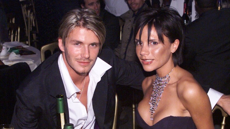 An old picture of David and Victoria Beckham