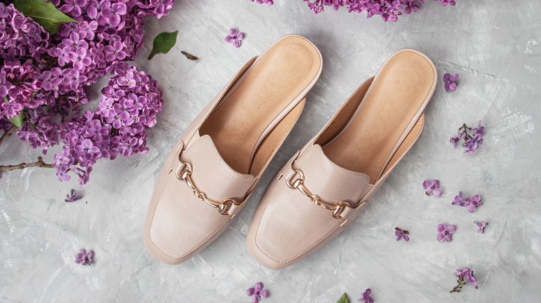 Nude mule shoes