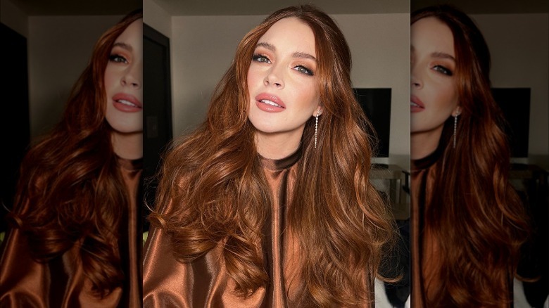 Lindsay Lohan with flowing red locks