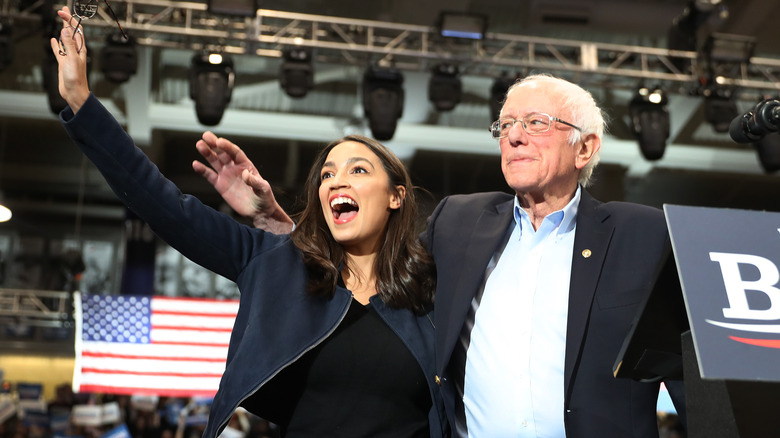 Alexandria Ocasio-Cortez and Bernie Sanders