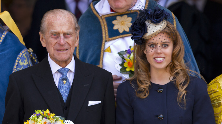 Prince Philip and Princess Beatrice smiling