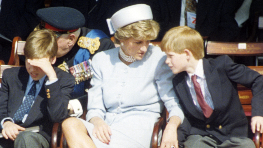 Prince William and Prince Harry as boys with Princess Diana