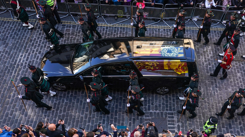 Queen Elizabeth's coffin in Edinburgh