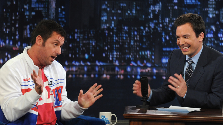 Adam Sandler pays a visit to "Late Night with Jimmy Fallon"