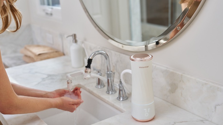 Waterdrop Skincare Face Washer on countertop