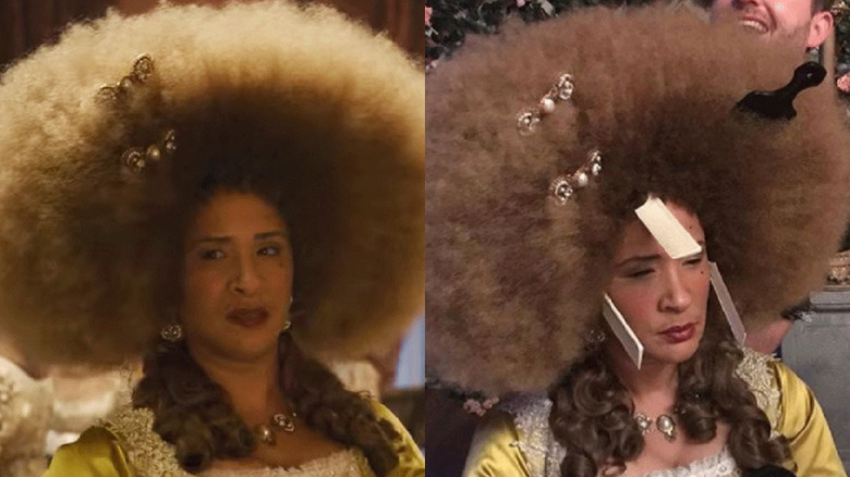 Queen Charlotte wears afro wig/Actress Golda Rosheuvel is fitted for wig 