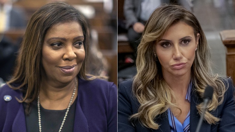 Letitia James and Alina Habba at Trump's fraud trial