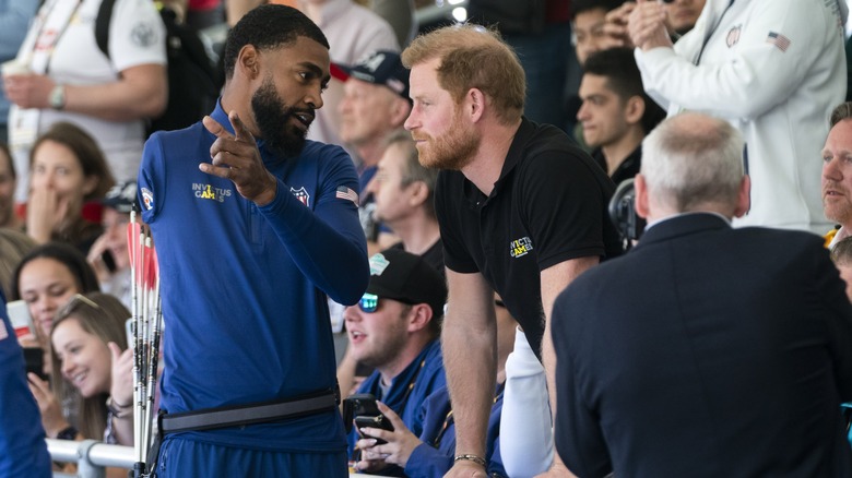 Prince Harry chats with an Invictus Games athlete