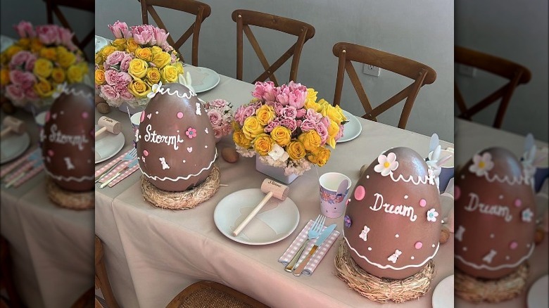 personalized chocolate eggs at Kris Jenner's Easter party