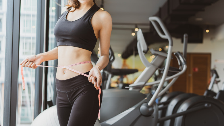 Woman in gym clothes