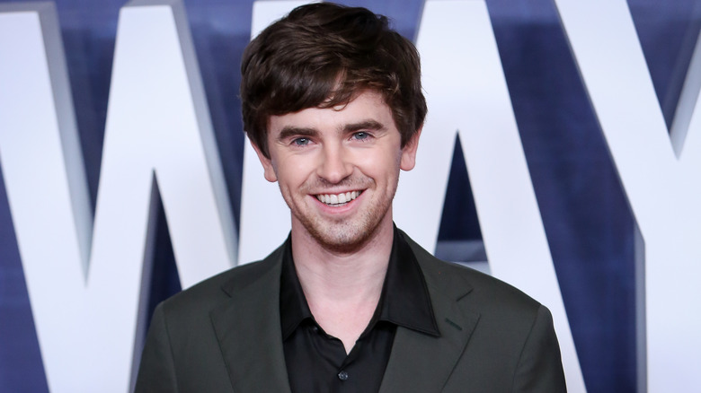 Freddie Highmore in gray tux 