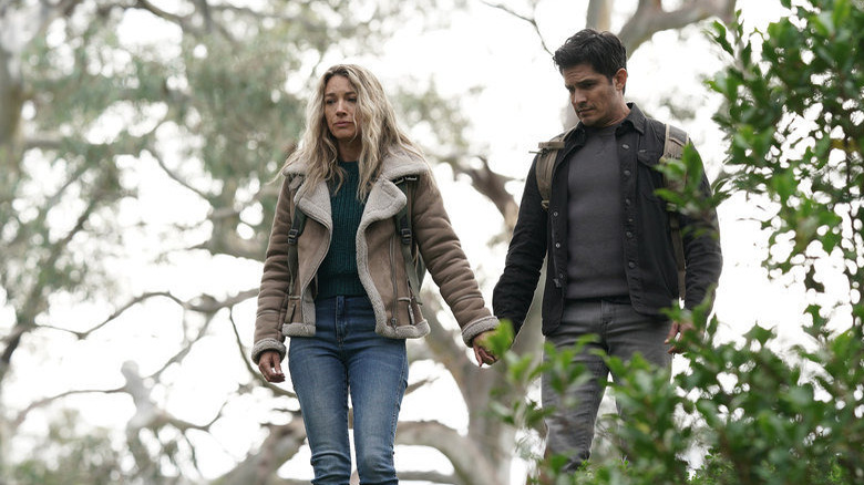 Natalie Zea and Nicholas Gonzalez walking in La Brea