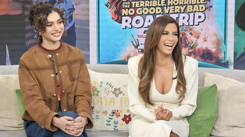 Paulina Chavez and Eva Longoria promoting the film "Alexander and the Terrible, Horrible, No Good, Very Bad Road Trip"