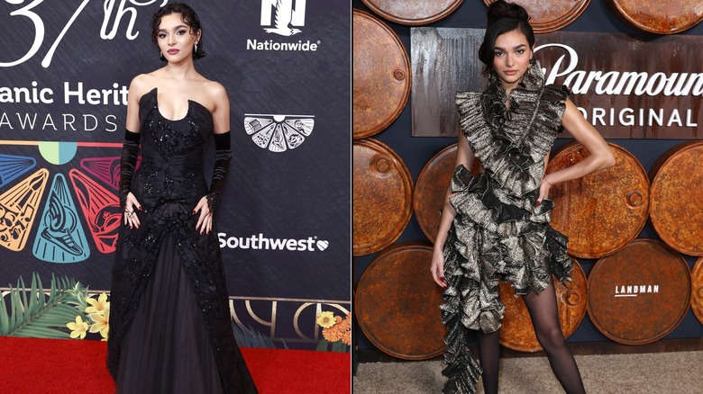 Side-by-side of Paulina Chavez on the red carpet