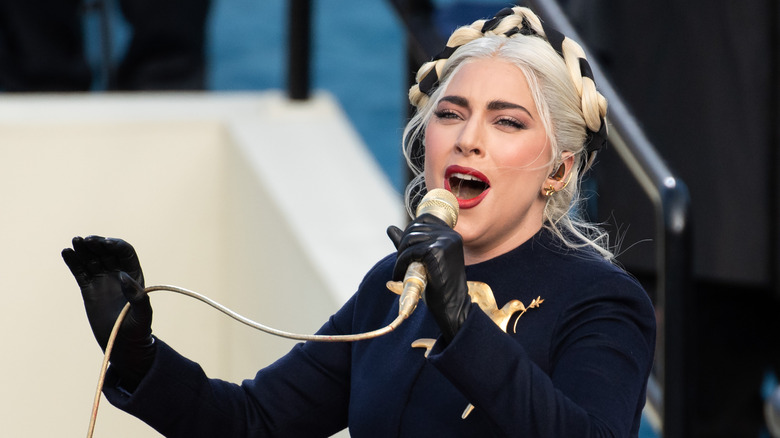 Lady Gaga performing at the 2021 inauguration 