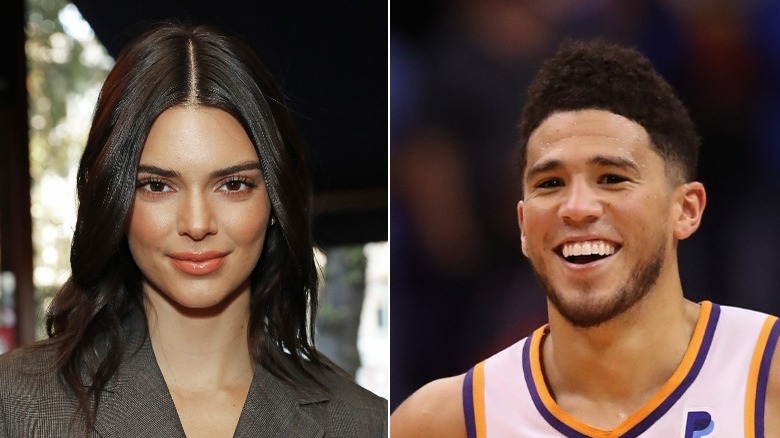 Kendall Jenner and Devin Booker smiliing